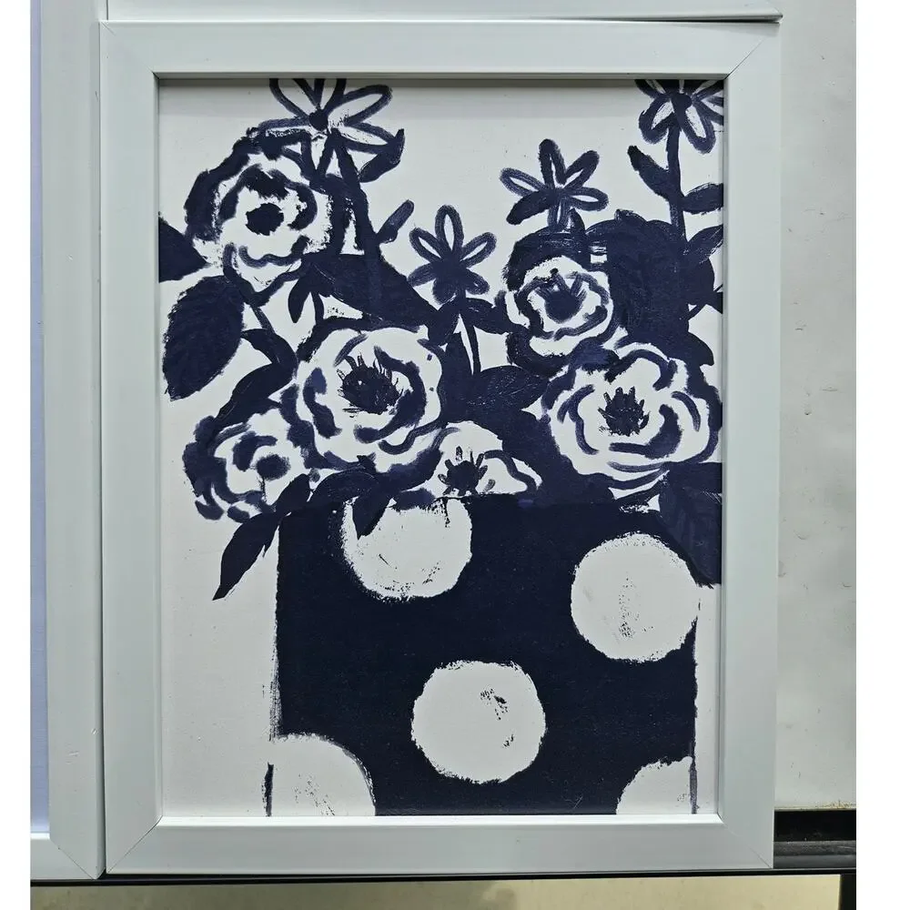 Trio of Wall Art Prints White Navy Hobby Lobby (2)14x11 and (1)16 x 12